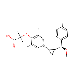 CO[C@H](c1ccc(C)cc1)[C@@H]1C[C@@H]1c1cc(C)c(OC(C)(C)C(=O)O)c(C)c1 ZINC000103228975