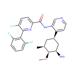 CO[C@H]1[C@@H](C)C[C@@H](c2ccncc2NC(=O)c2ccc(F)c(-c3c(F)cccc3F)n2)C[C@H]1N ZINC000207166520