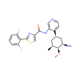 CO[C@H]1[C@@H](C)C[C@@H](c2ccncc2NC(=O)c2csc(-c3c(F)cccc3F)n2)C[C@H]1N ZINC000149245764