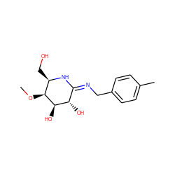 CO[C@H]1[C@@H](CO)N/C(=N/Cc2ccc(C)cc2)[C@H](O)[C@H]1O ZINC000653755886