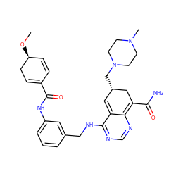 CO[C@H]1C=CC(C(=O)Nc2cccc(CNc3ncnc4c3=C[C@H](CN3CCN(C)CC3)CC=4C(N)=O)c2)=CC1 ZINC000167002754