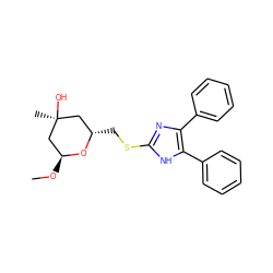 CO[C@H]1C[C@@](C)(O)C[C@H](CSc2nc(-c3ccccc3)c(-c3ccccc3)[nH]2)O1 ZINC000013730556