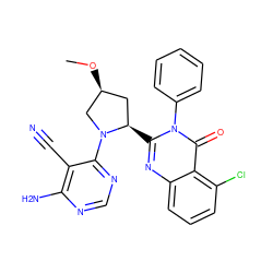 CO[C@H]1C[C@@H](c2nc3cccc(Cl)c3c(=O)n2-c2ccccc2)N(c2ncnc(N)c2C#N)C1 ZINC000221005767