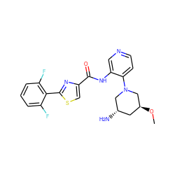 CO[C@H]1C[C@H](N)CN(c2ccncc2NC(=O)c2csc(-c3c(F)cccc3F)n2)C1 ZINC000169706510