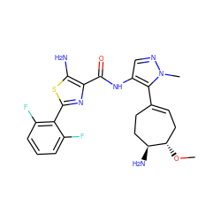 CO[C@H]1CC=C(c2c(NC(=O)c3nc(-c4c(F)cccc4F)sc3N)cnn2C)CC[C@@H]1N ZINC000169699455