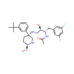 CO[C@H]1CC[C@@](NC[C@@H](O)[C@H](Cc2cc(F)cc(F)c2)NC(C)=O)(c2cccc(C(C)(C)C)c2)CN1 ZINC000045262074