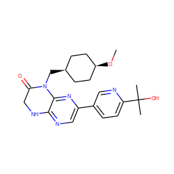 CO[C@H]1CC[C@@H](CN2C(=O)CNc3ncc(-c4ccc(C(C)(C)O)nc4)nc32)CC1 ZINC000113195620