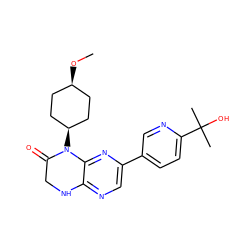 CO[C@H]1CC[C@@H](N2C(=O)CNc3ncc(-c4ccc(C(C)(C)O)nc4)nc32)CC1 ZINC000114617828