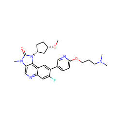 CO[C@H]1CC[C@@H](n2c(=O)n(C)c3cnc4cc(F)c(-c5ccc(OCCCN(C)C)nc5)cc4c32)C1 ZINC001772634027