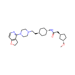 CO[C@H]1CC[C@H](CC(=O)N[C@H]2CC[C@H](CCN3CCN(c4nccc5c4CCO5)CC3)CC2)C1 ZINC000261091874