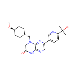 CO[C@H]1CC[C@H](CN2CC(=O)Nc3ncc(-c4ccc(C(C)(C)O)nc4)nc32)CC1 ZINC000113220178