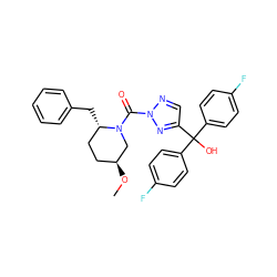 CO[C@H]1CC[C@H](Cc2ccccc2)N(C(=O)n2ncc(C(O)(c3ccc(F)cc3)c3ccc(F)cc3)n2)C1 ZINC001772620631