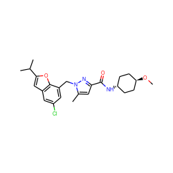 CO[C@H]1CC[C@H](NC(=O)c2cc(C)n(Cc3cc(Cl)cc4cc(C(C)C)oc34)n2)CC1 ZINC000254119826