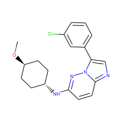 CO[C@H]1CC[C@H](Nc2ccc3ncc(-c4cccc(Cl)c4)n3n2)CC1 ZINC001772611292