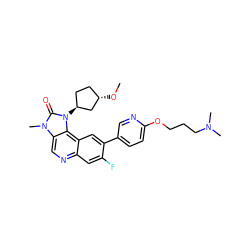 CO[C@H]1CC[C@H](n2c(=O)n(C)c3cnc4cc(F)c(-c5ccc(OCCCN(C)C)nc5)cc4c32)C1 ZINC001772648186