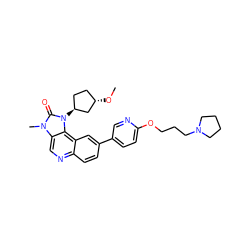 CO[C@H]1CC[C@H](n2c(=O)n(C)c3cnc4ccc(-c5ccc(OCCCN6CCCC6)nc5)cc4c32)C1 ZINC001772649688