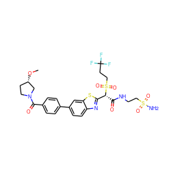 CO[C@H]1CCN(C(=O)c2ccc(-c3ccc4nc([C@@H](C(=O)NCCS(N)(=O)=O)S(=O)(=O)CCC(F)(F)F)sc4c3)cc2)C1 ZINC000221952454