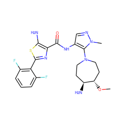 CO[C@H]1CCN(c2c(NC(=O)c3nc(-c4c(F)cccc4F)sc3N)cnn2C)CC[C@@H]1N ZINC000169699301