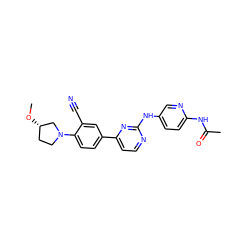 CO[C@H]1CCN(c2ccc(-c3ccnc(Nc4ccc(NC(C)=O)nc4)n3)cc2C#N)C1 ZINC000219376812