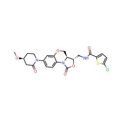 CO[C@H]1CCN(c2ccc3c(c2)OC[C@H]2[C@H](CNC(=O)c4ccc(Cl)s4)OC(=O)N32)C(=O)C1 ZINC000148978075