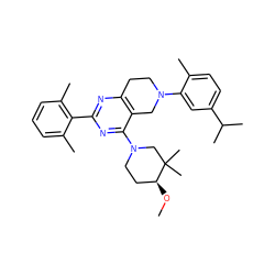 CO[C@H]1CCN(c2nc(-c3c(C)cccc3C)nc3c2CN(c2cc(C(C)C)ccc2C)CC3)CC1(C)C ZINC000146387756