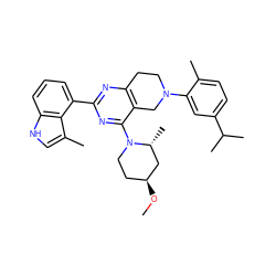 CO[C@H]1CCN(c2nc(-c3cccc4[nH]cc(C)c34)nc3c2CN(c2cc(C(C)C)ccc2C)CC3)[C@H](C)C1 ZINC000146394237