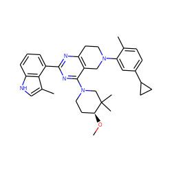 CO[C@H]1CCN(c2nc(-c3cccc4[nH]cc(C)c34)nc3c2CN(c2cc(C4CC4)ccc2C)CC3)CC1(C)C ZINC000146975481