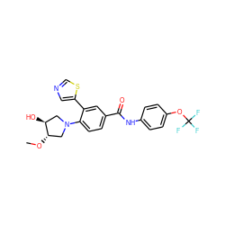 CO[C@H]1CN(c2ccc(C(=O)Nc3ccc(OC(F)(F)F)cc3)cc2-c2cncs2)C[C@@H]1O ZINC000224368005