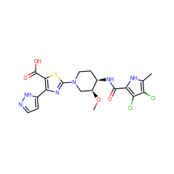 CO[C@H]1CN(c2nc(-c3ccn[nH]3)c(C(=O)O)s2)CC[C@H]1NC(=O)c1[nH]c(C)c(Cl)c1Cl ZINC000059129596