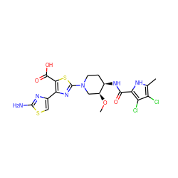 CO[C@H]1CN(c2nc(-c3csc(N)n3)c(C(=O)O)s2)CC[C@H]1NC(=O)c1[nH]c(C)c(Cl)c1Cl ZINC000059130008