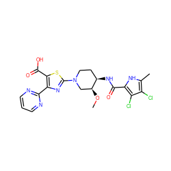 CO[C@H]1CN(c2nc(-c3ncccn3)c(C(=O)O)s2)CC[C@H]1NC(=O)c1[nH]c(C)c(Cl)c1Cl ZINC000059128895