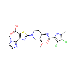 CO[C@H]1CN(c2nc(-c3nccn3C)c(C(=O)O)s2)CC[C@H]1NC(=O)c1[nH]c(C)c(Cl)c1Cl ZINC000059129593