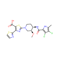 CO[C@H]1CN(c2nc(-c3nccs3)c(C(=O)O)s2)CC[C@H]1NC(=O)c1[nH]c(C)c(Cl)c1Cl ZINC000059129099