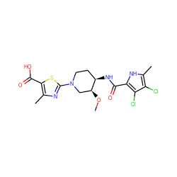 CO[C@H]1CN(c2nc(C)c(C(=O)O)s2)CC[C@H]1NC(=O)c1[nH]c(C)c(Cl)c1Cl ZINC000136326521