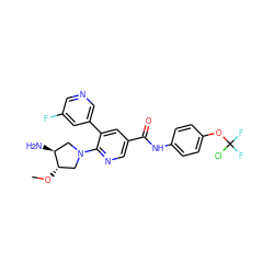 CO[C@H]1CN(c2ncc(C(=O)Nc3ccc(OC(F)(F)Cl)cc3)cc2-c2cncc(F)c2)C[C@@H]1N ZINC001772638462