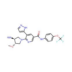 CO[C@H]1CN(c2ncc(C(=O)Nc3ccc(OC(F)(F)F)cc3)cc2-c2ccn[nH]2)C[C@@H]1N ZINC000224436894