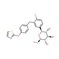 CO[C@H]1O[C@@H](c2ccc(Cl)c(Cc3ccc(Oc4nccs4)cc3)c2)[C@H](O)[C@@H](O)[C@@H]1O ZINC000045253970