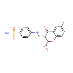 CO[C@H]1Oc2ccc(C)cc2C(=O)/C1=C\Nc1ccc(S(N)(=O)=O)cc1 ZINC000653851541