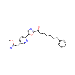 COC(=N)Cc1ccc(-c2cnc(C(=O)CCCCCCc3ccccc3)o2)nc1 ZINC000103239630