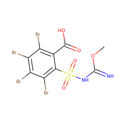 COC(=N)NS(=O)(=O)c1c(Br)c(Br)c(Br)c(Br)c1C(=O)O ZINC000029475220