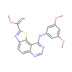 COC(=N)c1nc2ccc3ncnc(Nc4cc(OC)cc(OC)c4)c3c2s1 ZINC000207580323