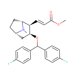 COC(=O)/C=C/[C@H]1[C@@H](OC(c2ccc(F)cc2)c2ccc(F)cc2)C[C@@H]2CC[C@H]1N2C ZINC000034891960