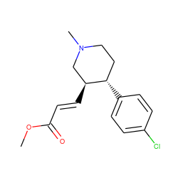 COC(=O)/C=C/[C@H]1CN(C)CC[C@@H]1c1ccc(Cl)cc1 ZINC000013579485