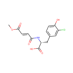 COC(=O)/C=C/C(=O)N[C@H](Cc1ccc(O)c(Cl)c1)C(=O)O ZINC000013347543