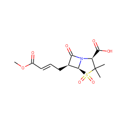 COC(=O)/C=C/C[C@H]1C(=O)N2[C@@H](C(=O)O)C(C)(C)S(=O)(=O)[C@@H]12 ZINC000025962792