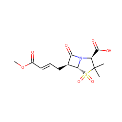 COC(=O)/C=C/C[C@H]1C(=O)N2[C@@H](C(=O)O)C(C)(C)S(=O)(=O)[C@H]12 ZINC000025963534