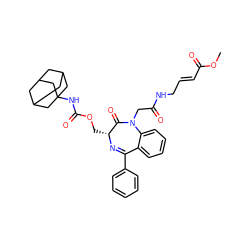 COC(=O)/C=C/CNC(=O)CN1C(=O)[C@@H](COC(=O)NC23CC4CC(CC(C4)C2)C3)N=C(c2ccccc2)c2ccccc21 ZINC000053295417
