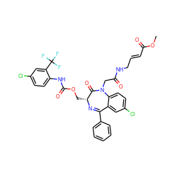 COC(=O)/C=C/CNC(=O)CN1C(=O)[C@@H](COC(=O)Nc2ccc(Cl)cc2C(F)(F)F)N=C(c2ccccc2)c2cc(Cl)ccc21 ZINC000096171956
