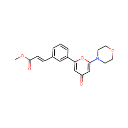 COC(=O)/C=C/c1cccc(-c2cc(=O)cc(N3CCOCC3)o2)c1 ZINC000101077143