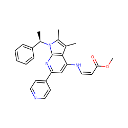 COC(=O)/C=C\Nc1cc(-c2ccncc2)nc2c1c(C)c(C)n2[C@H](C)c1ccccc1 ZINC000039107417